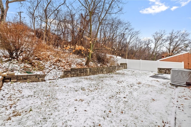 view of yard covered in snow