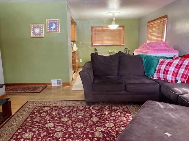 living room with hardwood / wood-style floors