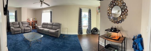 561/563 Sherman Ave, Sharon, PA 16146 - living area featuring a ceiling fan and baseboards