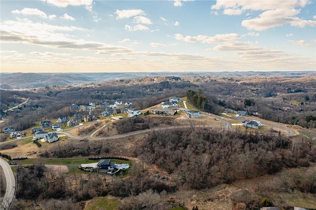 view of aerial view at dusk