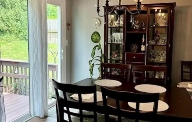 interior space with an inviting chandelier