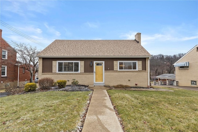 bungalow with a front lawn