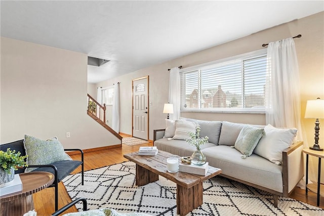 living room featuring light hardwood / wood-style flooring