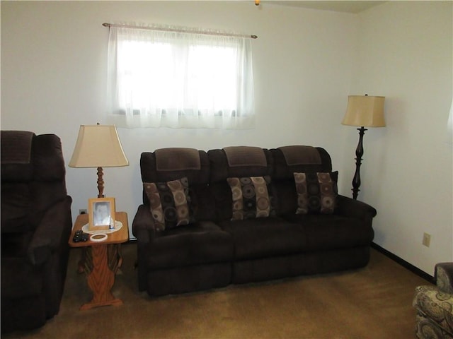 living room with carpet flooring