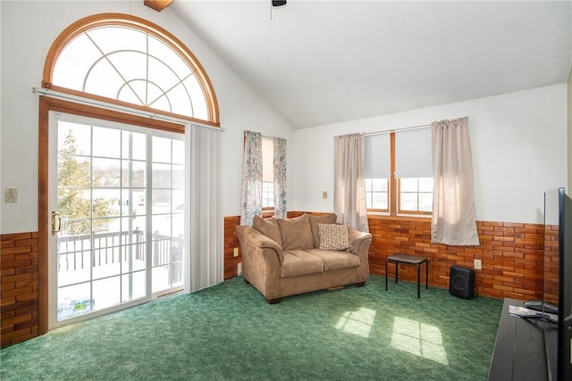 216 Karen Dr, Allegheny Twp Wml, PA 15613 - sitting room featuring vaulted ceiling, carpet, and wainscoting