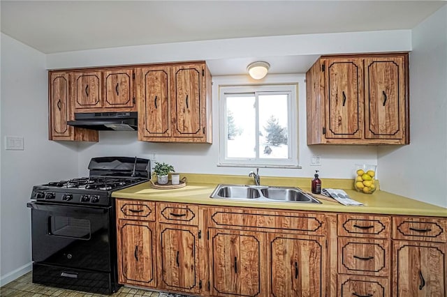 kitchen with sink and black gas stove