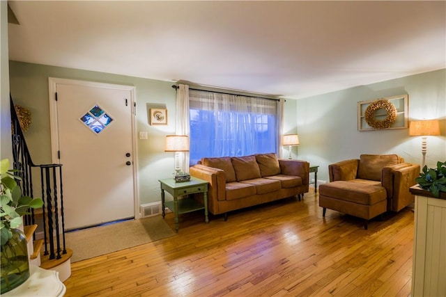 living room with light wood-type flooring