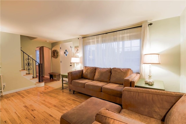 living room featuring light hardwood / wood-style floors