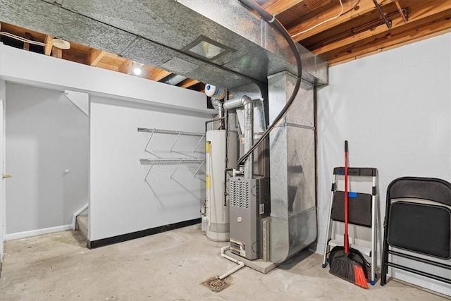 basement with water heater