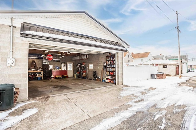 view of garage