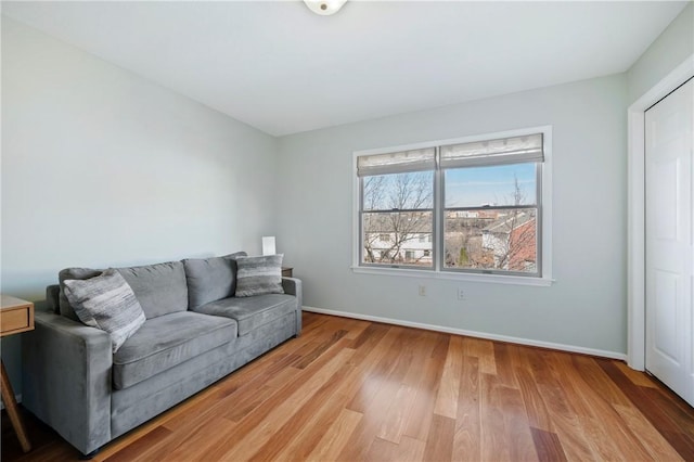 living room featuring light wood-type flooring