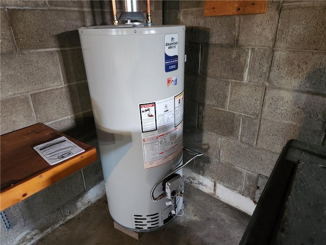 utility room with water heater