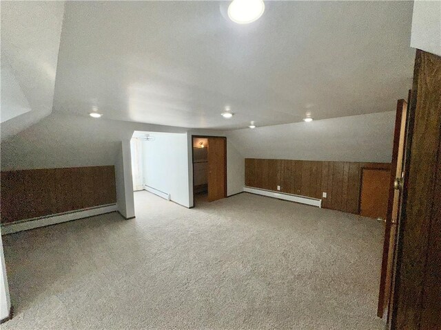 302 S Main St, Masontown, PA 15461 - bonus room featuring baseboard heating, a baseboard radiator, vaulted ceiling, carpet flooring, and recessed lighting