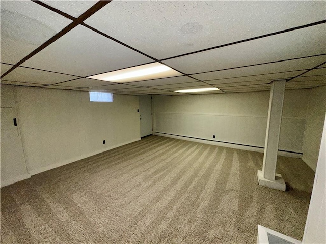 302 S Main St, Masontown, PA 15461 - below grade area with carpet flooring and a paneled ceiling