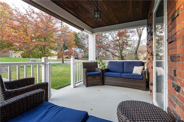 view of patio with covered porch and outdoor lounge area