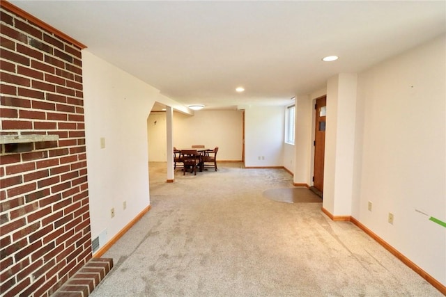1219 Minnesota Ave, Natrona Hts/Harrison Twp, PA 15065 - below grade area with recessed lighting, baseboards, visible vents, and carpet