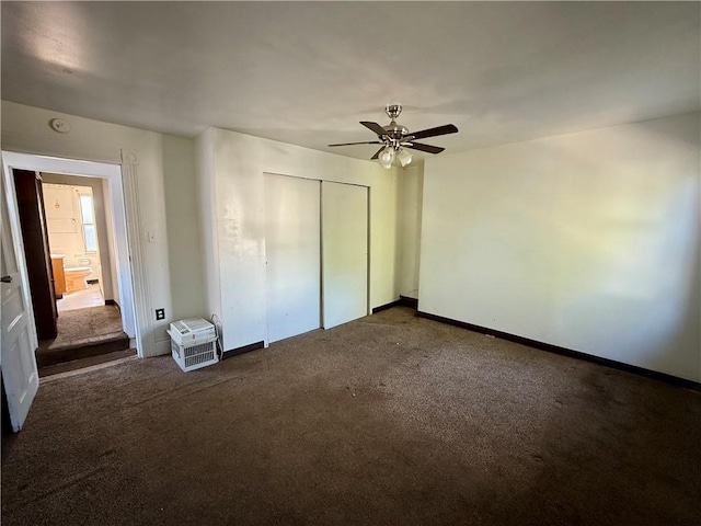 1405-1407 W W, Homestead, PA 15120 - unfurnished bedroom with a closet, dark colored carpet, and a ceiling fan