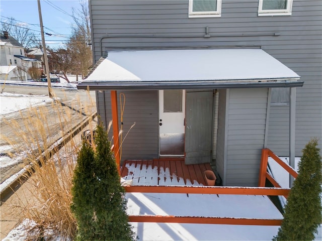 view of snow covered structure