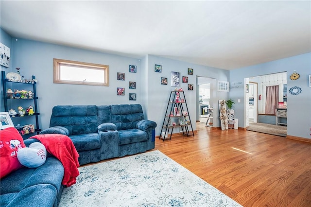 living room with hardwood / wood-style flooring