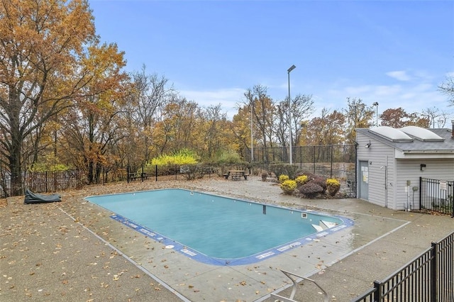 view of swimming pool with a patio area