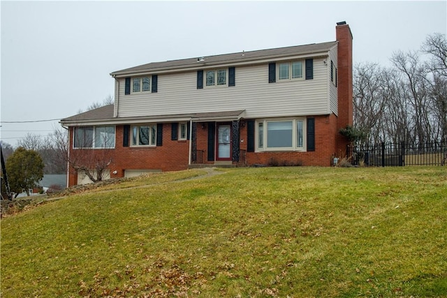 view of front of home with a front yard