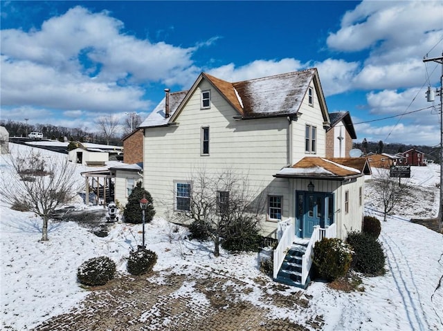 view of snow covered exterior