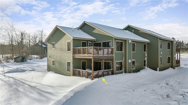 view of snow covered property