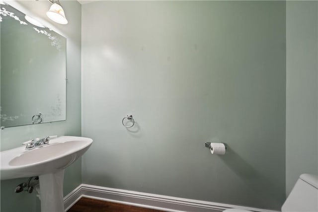 169 Clearview Rd, Raccoon Twp, PA 15001 - half bath featuring baseboards, toilet, and wood finished floors