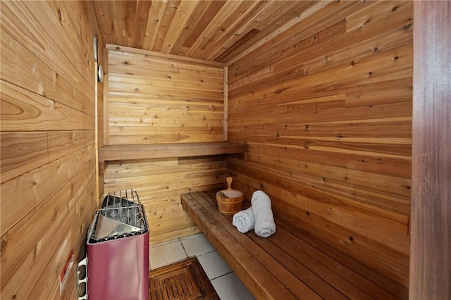 view of sauna / steam room with tile patterned flooring