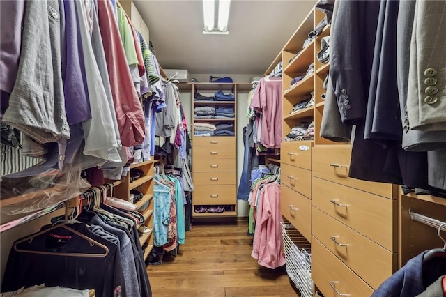 spacious closet with light wood-style flooring