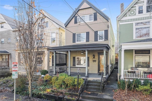 view of front of home featuring covered porch