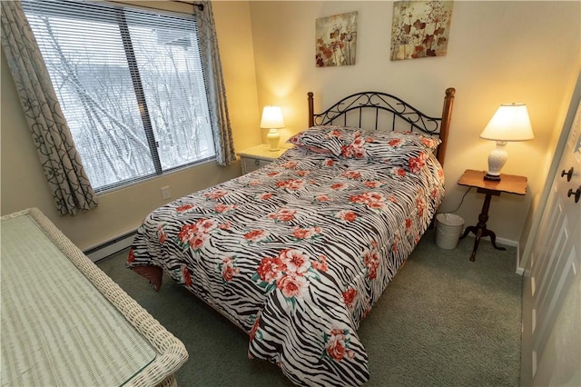 bedroom with carpet flooring and baseboards