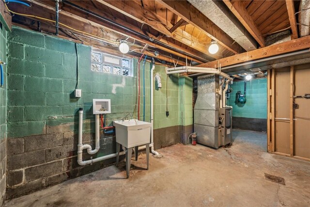 below grade area with heating unit