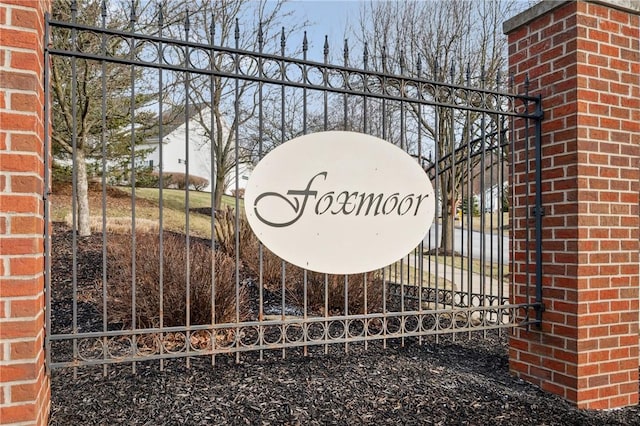 community sign with a gate