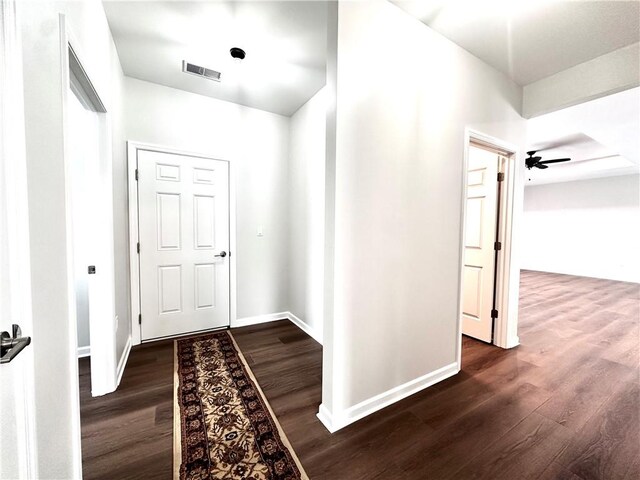 211 Ruby Dr, Menallen Twp, PA 15401 - hallway featuring visible vents, dark wood finished floors, and baseboards