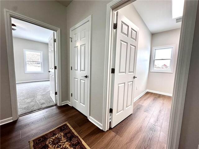 211 Ruby Dr, Menallen Twp, PA 15401 - hallway featuring baseboards and dark wood finished floors