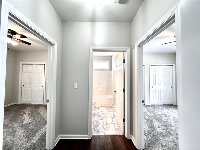 211 Ruby Dr, Menallen Twp, PA 15401 - hallway featuring baseboards, carpet, and marble finish floor