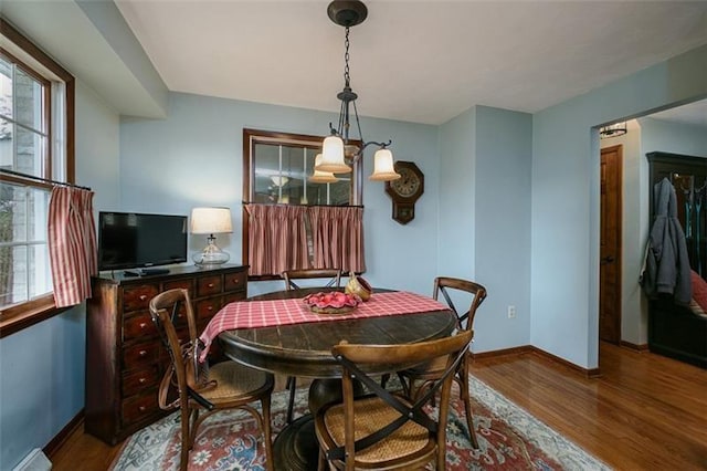 dining room featuring baseboards and wood finished floors