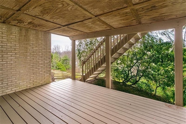 wooden terrace with stairway