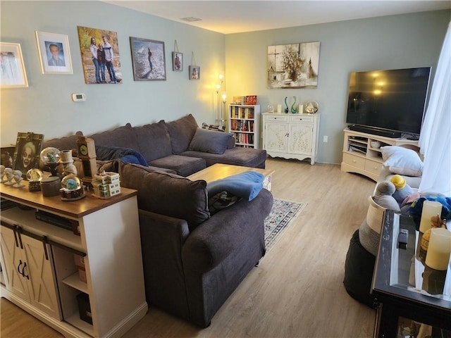 living room with light wood finished floors