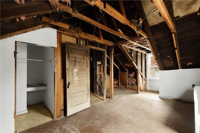 view of unfinished attic