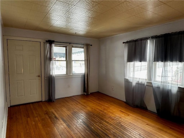 spare room with wood finished floors