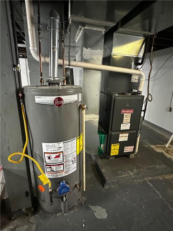 utilities with gas water heater and heating unit