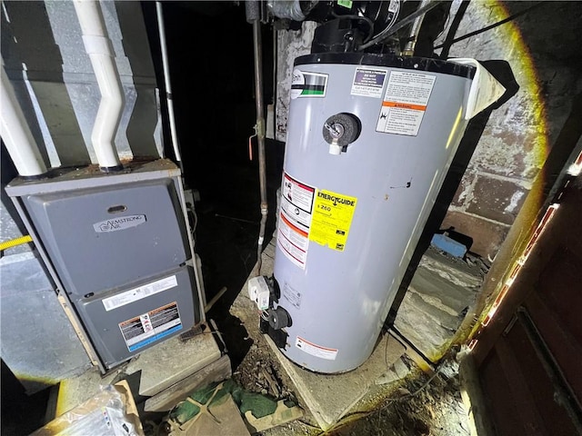 utilities with gas water heater and heating unit