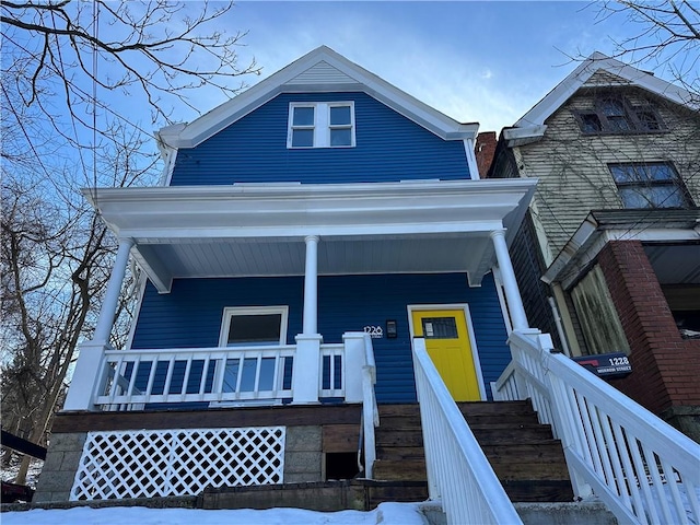 view of front of property with covered porch