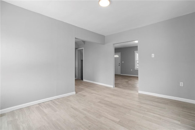 empty room featuring light wood-style flooring and baseboards