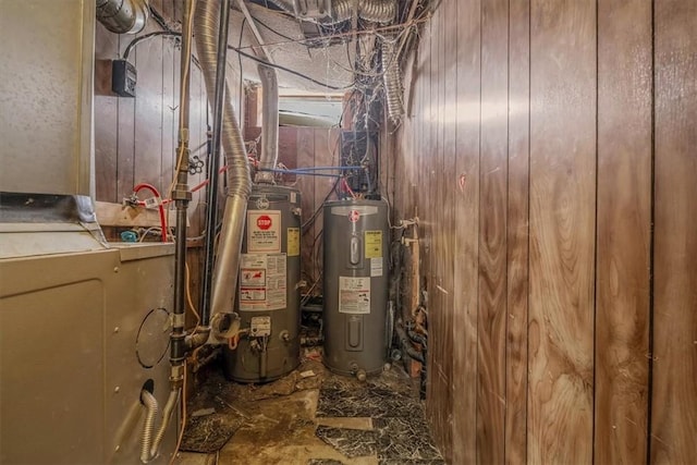 utility room with water heater