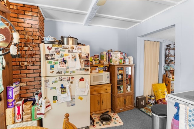1496 Methodist Rd, Salem Twp Mer, PA 16125 - kitchen featuring white appliances and carpet floors