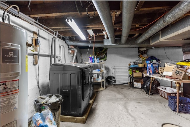 1496 Methodist Rd, Salem Twp Mer, PA 16125 - unfinished below grade area featuring water heater and washer and dryer