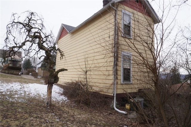 view of snow covered exterior